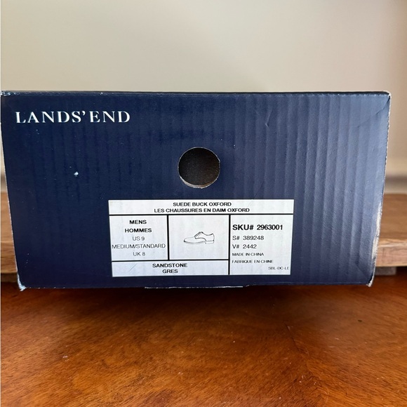 LANDS END Sandstone Beige Lace Up Suede Buck Oxford Dress Shoes Sz 9 M - Picture 10 of 11